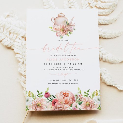 Bridal Shower Invitation - Blush Floral Tea Party - Image 2