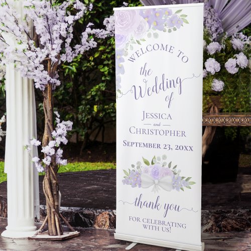 Boho Wedding Banner | Lavender Floral Welcome Retractable Banner - Image 2