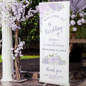 Boho Wedding Banner | Lavender Floral Welcome Retractable Banner